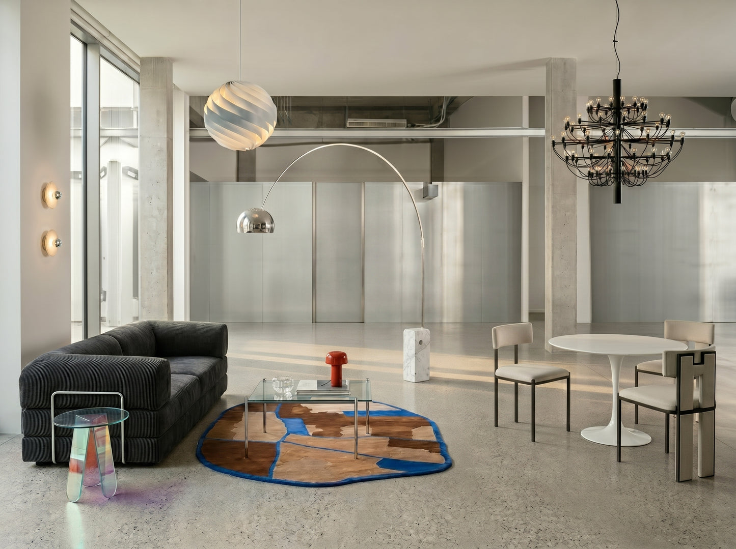 DZ-01 · Urban Living Room & Gallery · Mid-Century Modern (65 m²)